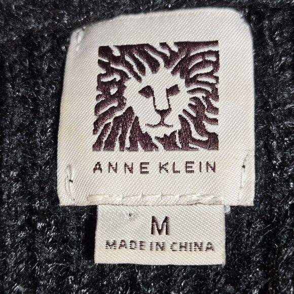 Anne Klein Knit Black Bouclé Sequin Sparkle Long Sleeve Scoop Neck Sweater Dress - Picture 5 of 10